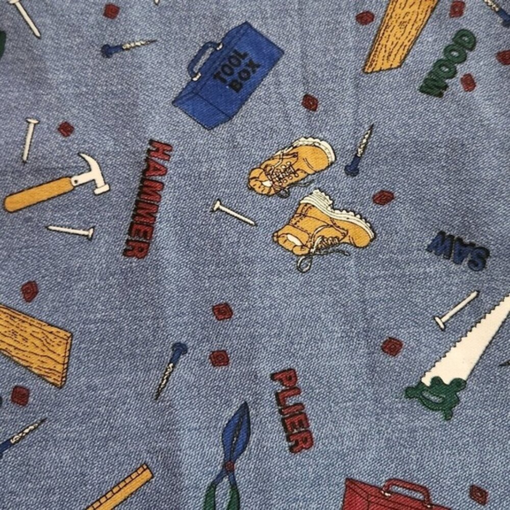 Vintage Tandem Textiles‎ Inc Tool Print Denim Fabric Blue 21x60 Novelty Crafting